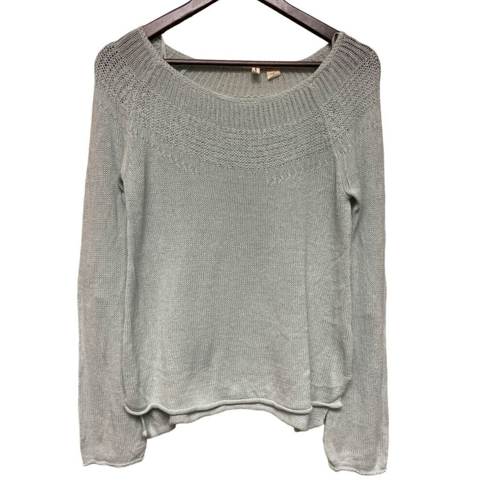 Anthropologie Moth Women's Sweater Linene Blend Mint Green Knit  Size Small